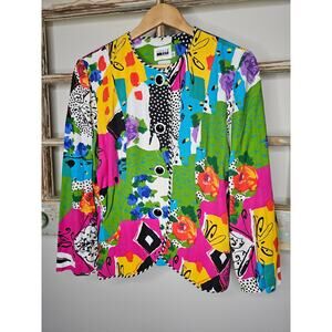 Leslie Fay Multicolor Abstract Blazer